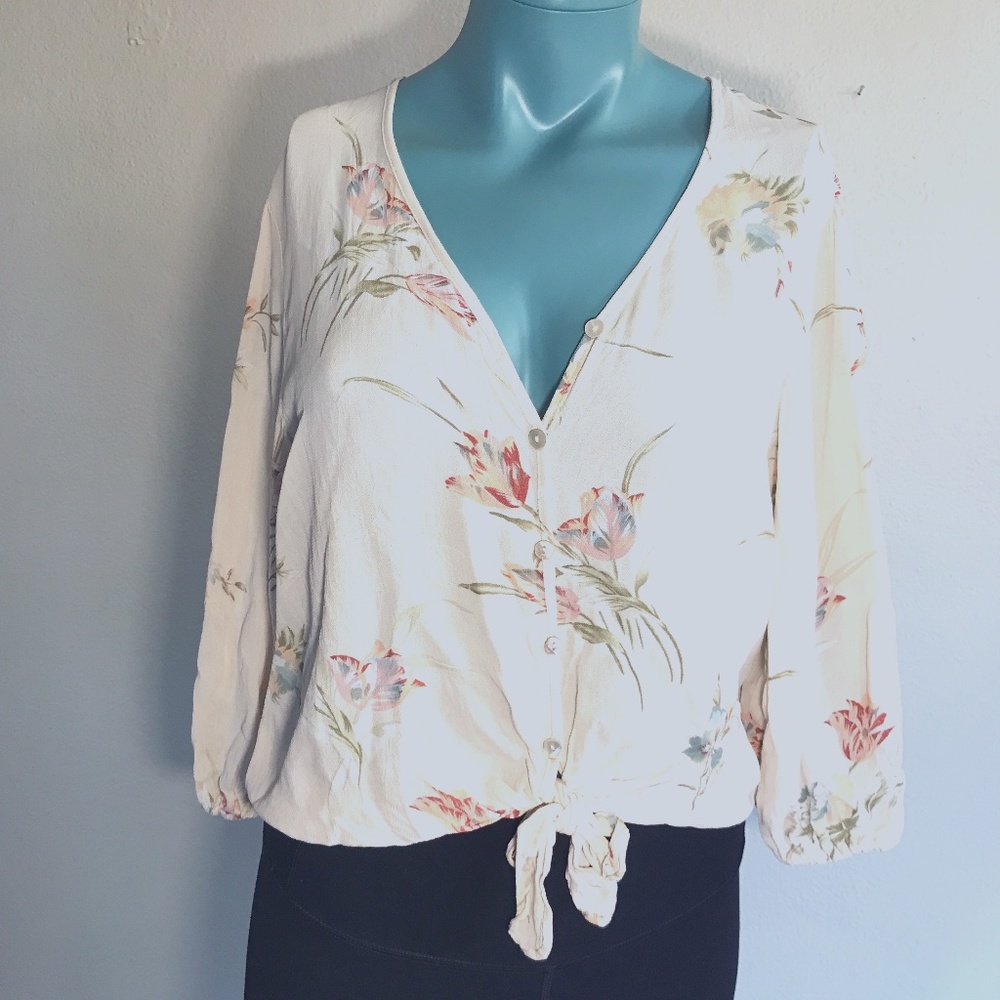 XS blouse floral tie front Forever21